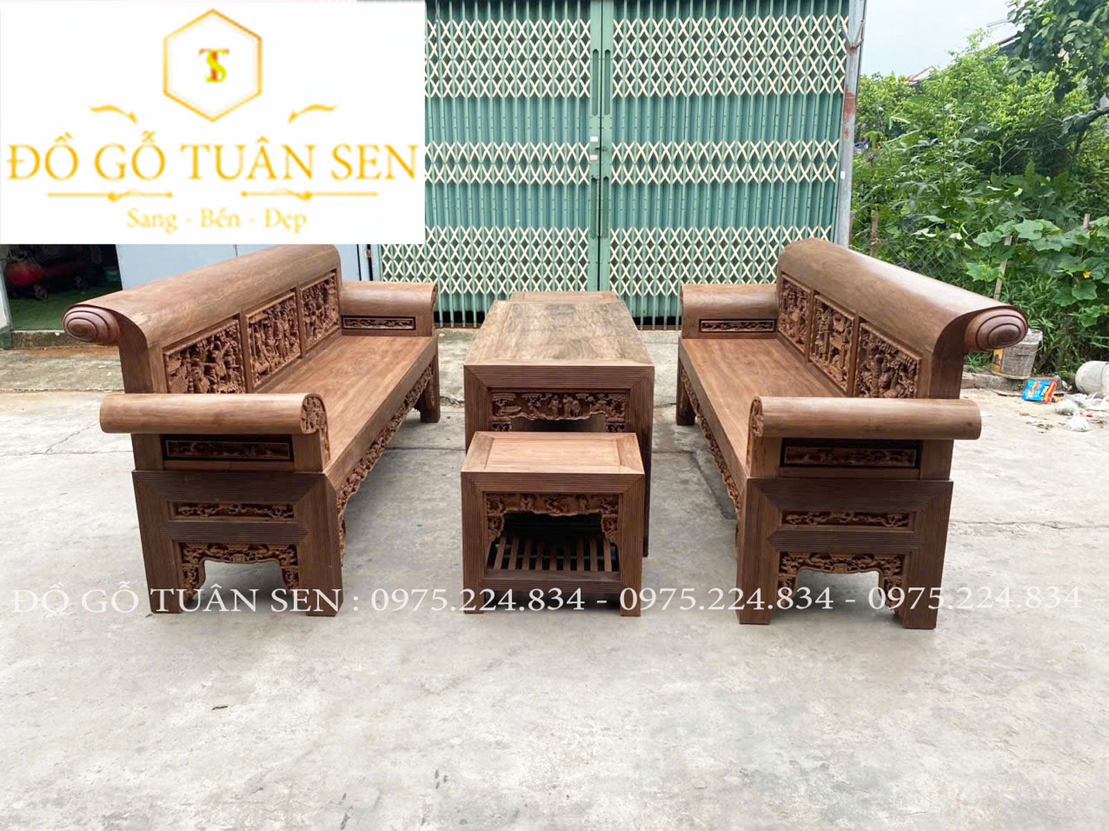 giới thiệu bộ trường kỷ gỗ gụ khổng lồ